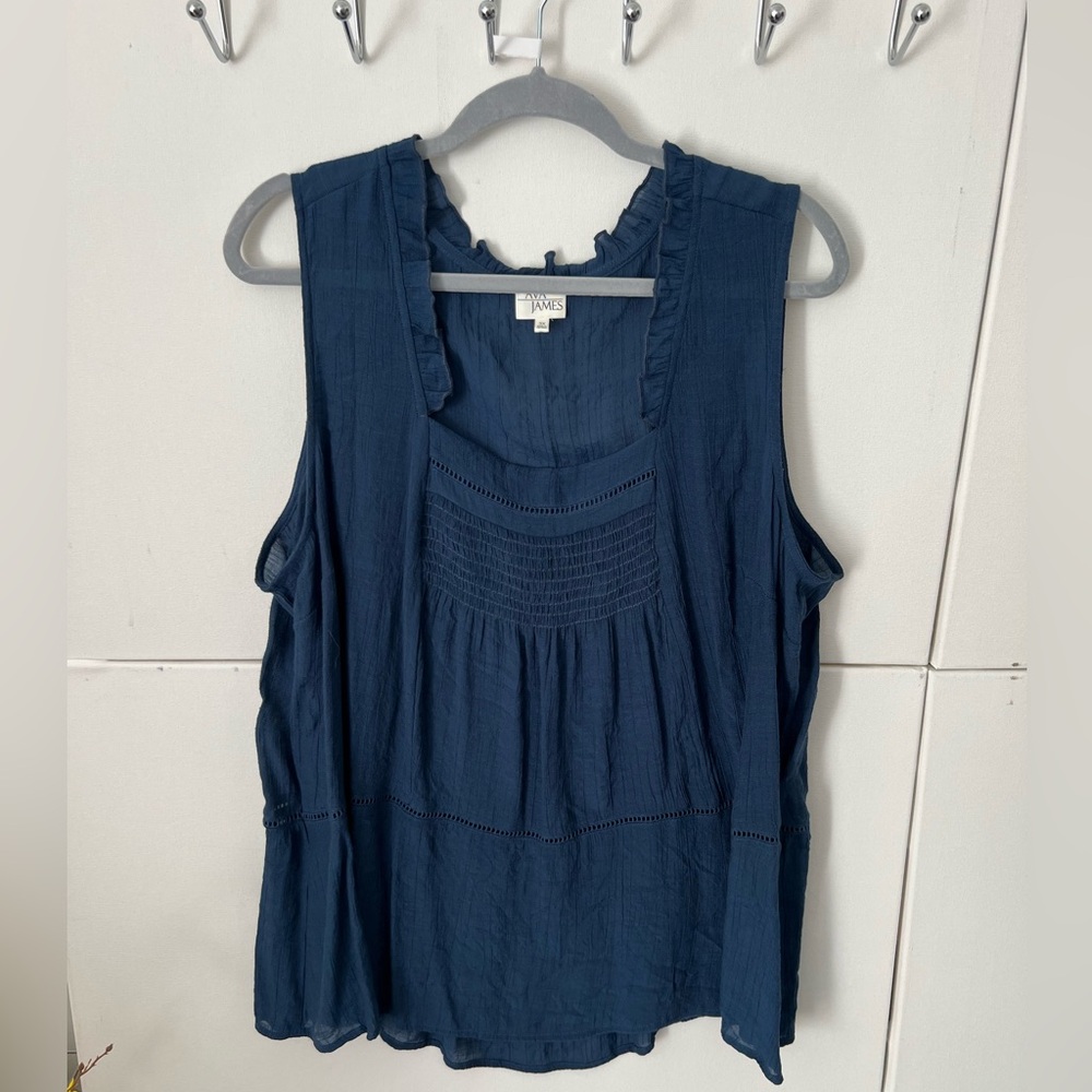 Women's Navy Sleeveless Blouse